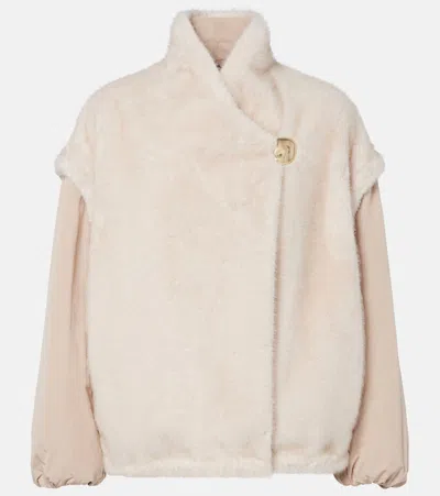 Moncler Chardonneret 2-in-1 Reversible Teddy Down Jacket In Neutral