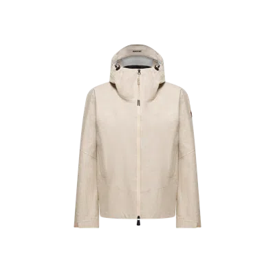 Moncler Chartres Linen Blend Hooded Jacket In Neutral
