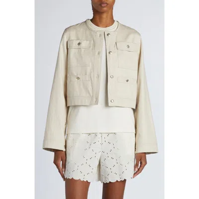 Moncler Chatel Button Sleeve Crop Jacket In White