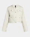 Moncler Veste En Coton Et Lin Chatel In Ivory
