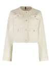 Moncler Veste En Coton Et Lin Chatel In White