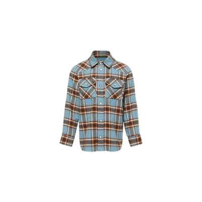 Moncler Kids' Check Cotton Shirt, Boys, Blue, Size: 10y In Multi