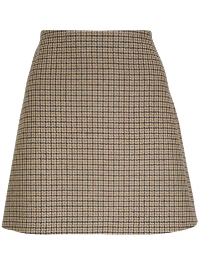 MONCLER CHECK MINI SKIRT - WOMEN'S - VIRGIN WOOL/POLYAMIDE