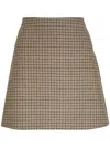Moncler Houndstooth Plaid Mini Skirt In Brown
