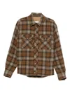 Moncler Checked Virgin Wool Overshirt In Brown