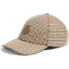 Moncler Check Wool Baseball Cap In Brown