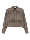 Moncler Checked Cropped Wool-blend Shirt In Brown