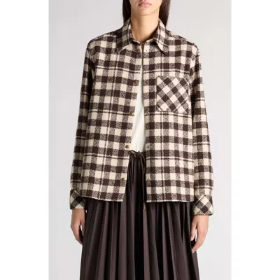 Moncler Check Wool Blend Shirt Jacket In Multi