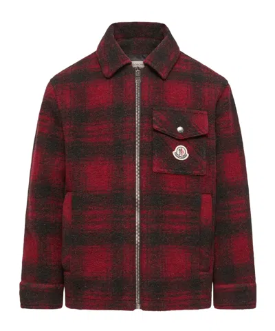 Moncler Check Wool Blend Shirt Jacket In Multi