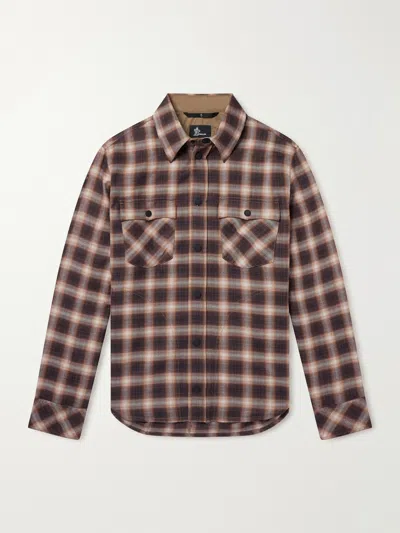 Moncler Checked Brushed Cotton And Lyocell-blend Shirt In Brown