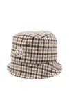 Moncler Checked Bucket Hat In Neutral