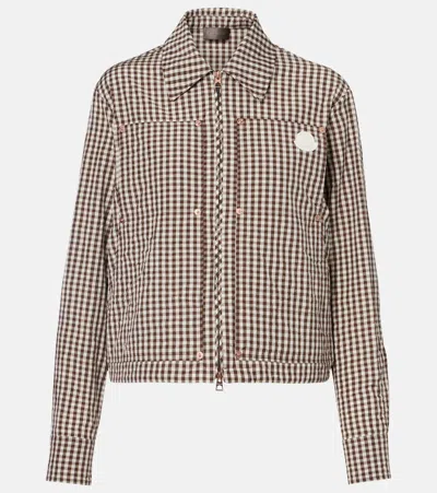 Moncler Checked Cotton-blend Jacket In Brown
