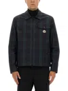 Moncler Cotton Gabarine Shirt Jacket With Check Pattern In Black