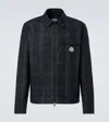 Moncler Camicia Plaid Cotton Zip Shirt Jacket In Blue