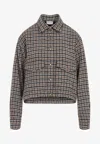 Moncler Checkered Long Sleeve Shirt Front Pockets In Gray