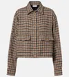 Moncler Checked Cropped Wool-blend Shirt In Neutral