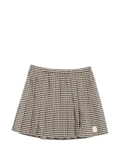 Moncler Checked Pleated Mini Skirt In Neutral