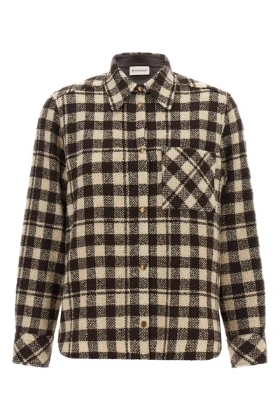 Moncler Checked Shirt In Marrone