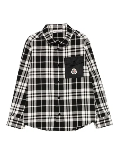 Moncler Kids' Checked Shirt With Pocket  In Black