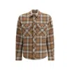 Moncler Checked Wool Overshirt In Brown