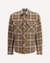 Moncler Checked Wool Overshirt In Brown