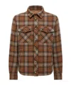 Moncler Checked Virgin Wool Overshirt In Brown