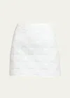 Moncler Women's Checkered Quilted Nylon Short Skirt In Natural