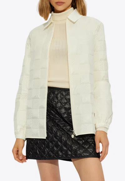 Moncler Checkerboard Quilted Padded Jacket In Cream