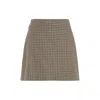 Moncler Beige & Green Wool Mini Skirt In Brown