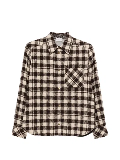 Moncler Check-pattern Button-down Jacket In Neutral