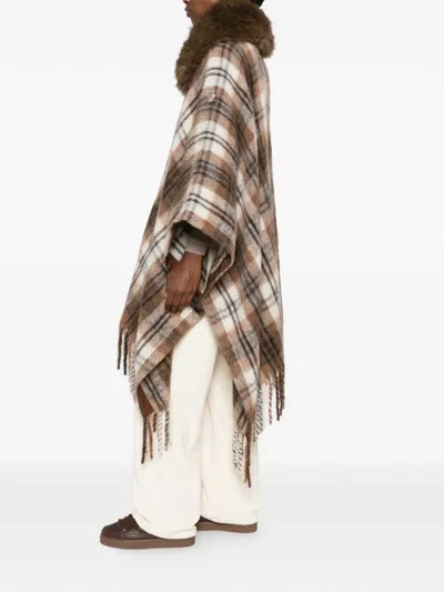 Moncler Check-pattern Cape In Multi