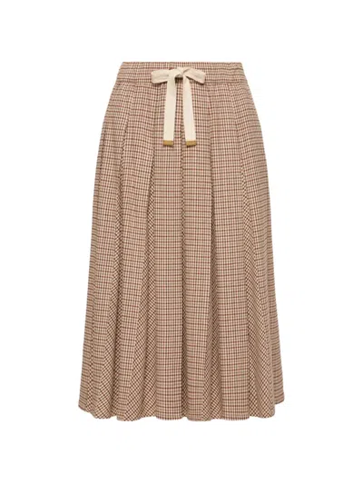 MONCLER CHECK-PATTERN PLEATED MID SKIRT