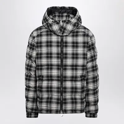 Moncler Check-pattern Quilted Down Jacket For Men In Gray