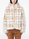 Moncler Check-patterned Faux-fur Jacket In White