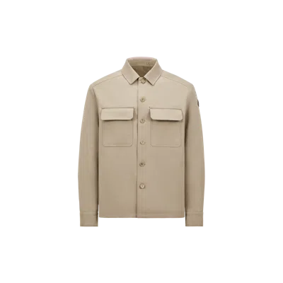 Moncler Wool Gabardine Long Sleeve Shirt Beige In Nude