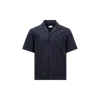 Moncler Chemise En Coton À Monogramme En Jacquard In Bleu