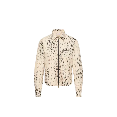 Moncler Chemise Zippée À Imprimé Animalier, Femme, Blanc, Taille: 38 In Multi