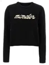 Moncler Embroidered Logo Wool Blend Sweater In Black