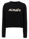 Moncler Embroidered Logo Wool Blend Sweater In Black