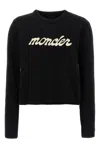 Moncler Cropped Sweater With Contrasting Embroidered Logo In Multi