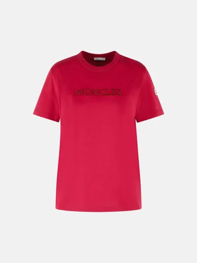 Moncler Kids' Cherry Pink Cotton T-shirt In Red