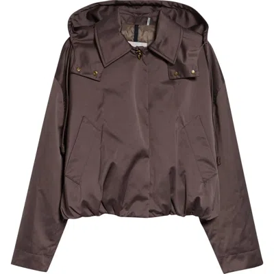 Moncler Chevreuil Duchesse Down Jacket With Removable Hood In Brown