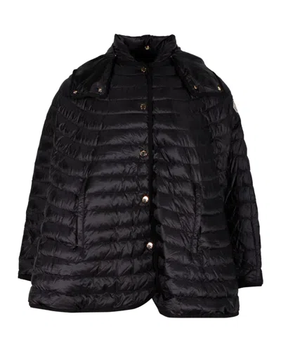 Moncler Chinchard Poncho-style Puffer Jacket In Black Nylon