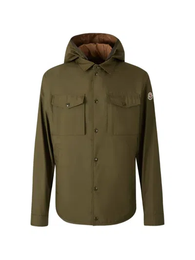 Moncler Chirano Hooded Polyester Jacket Front Pockets In Green