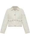 Moncler Chitre Cropped Cotton-canvas Trimmed Padded Quilted Shell Jacket In Beige
