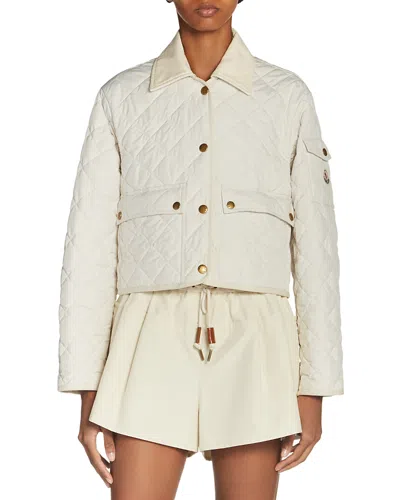 Moncler Chitre Cropped Cotton-canvas Trimmed Padded Quilted Shell Jacket In White