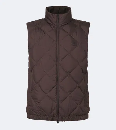 Moncler Chobe Quilted Down Vest In Brown