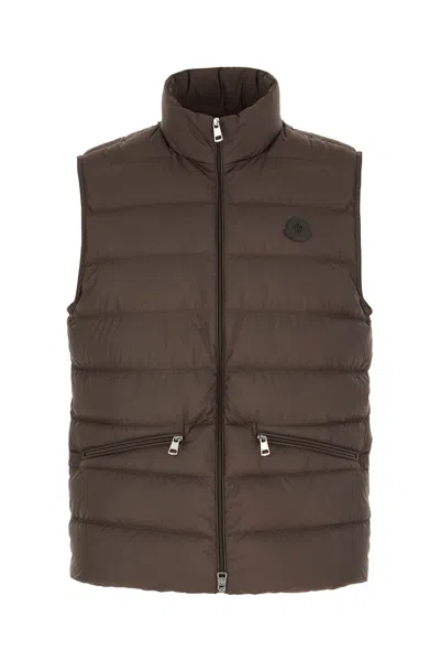 Moncler Chocolate Polyester Treompan Sleeveless Down Jacket In Brown