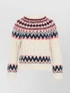 Moncler Grenoble Geometric Jacquard Wool Blend Jumper In Neutral