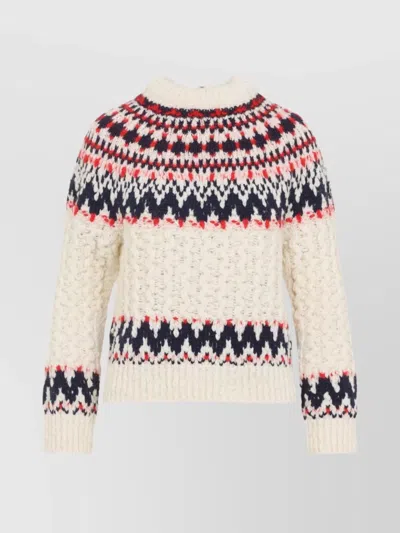 MONCLER CHUNKY KNIT CREW NECK SWEATER WITH PATTERN
